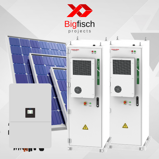 Commercial Solar System: 50kW Inverter + 120kWh Lithium Battery + 104 x Solar Panels